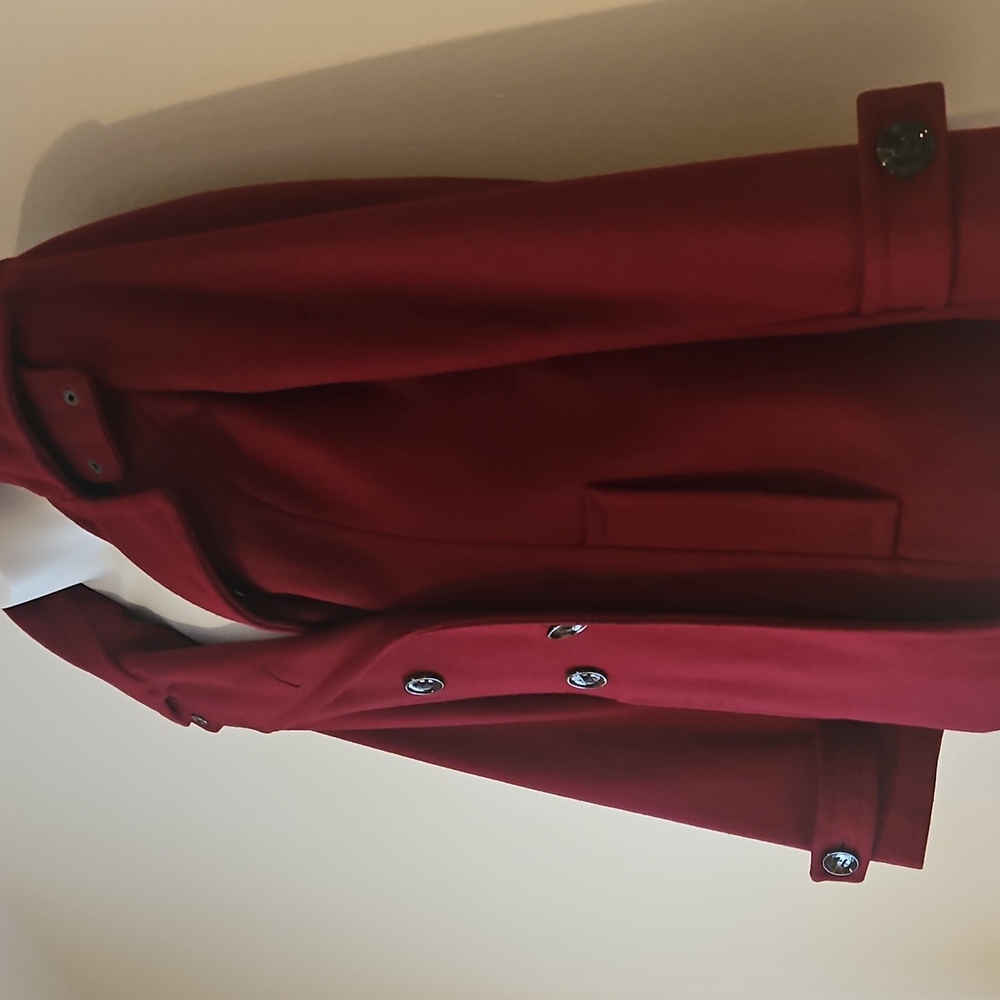 Calvin Klein Double-Breasted Peacoat - Deep Red - Picture 4 of 15